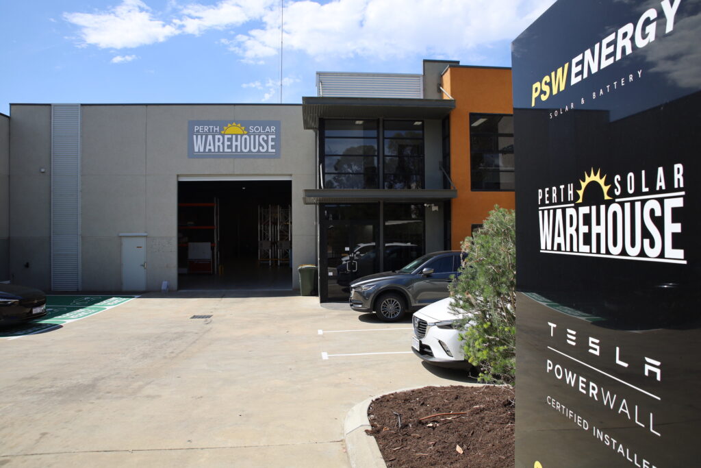 Front Entrance view of PSWE and Perth Solar Warehouse: About