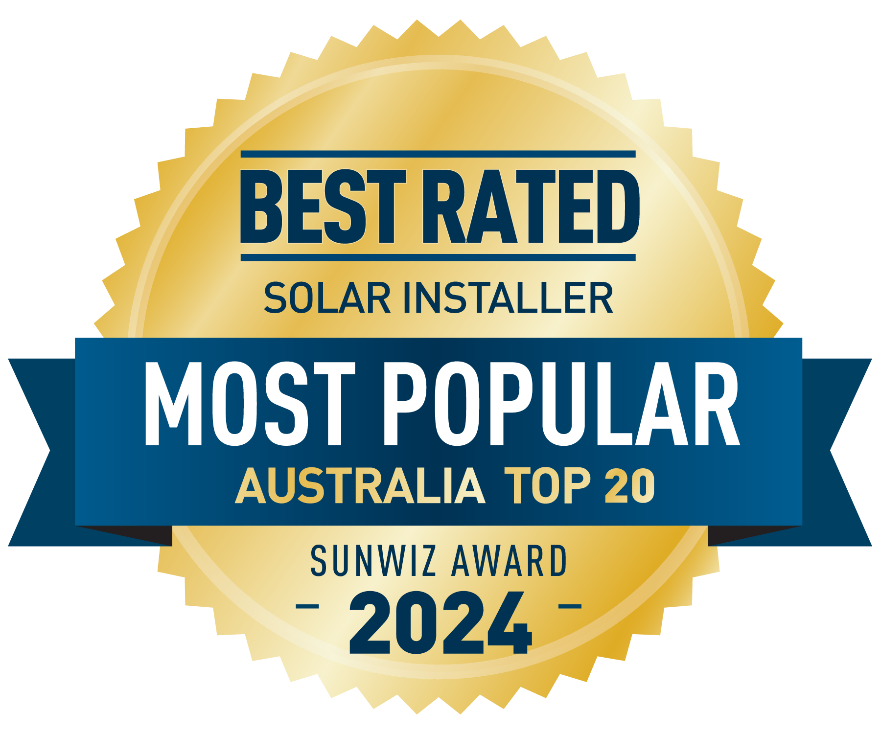 Sunwiz Award 2024 Badge-Perth Solar Warehouse PSW Energy Top20MostPopular